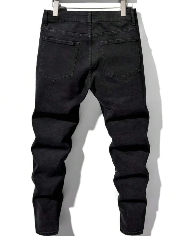 DEVIL-DENIM Men's Black Fashion Stretchy Distressed Denim Jeans